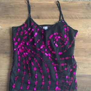 Vintage sequin tank top with beaded edges!